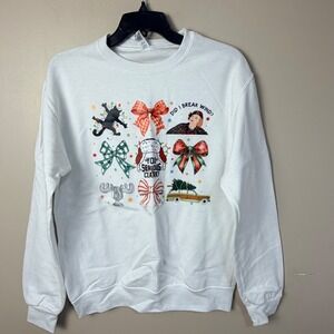 Jerzees Unisex Christmas Vacation Sweatshirt S White Graphic Holiday Pullover